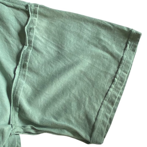 Easel Pocket Tee Green Cotton Oversized Womens Size Small Drop Shoulder Top - Picture 5 of 8